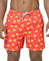 Tom & Teddy Men's Palm-print Swim Shorts In Coral  Lime