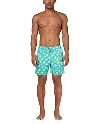 Tom & Teddy Men's Starfish-print Swim Shorts In Sky & Yellow