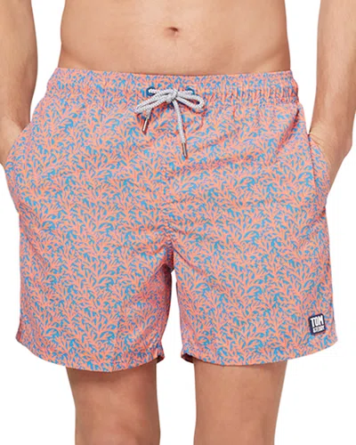 TOM & TEDDY CORAL PRINT 6 SWIM TRUNKS