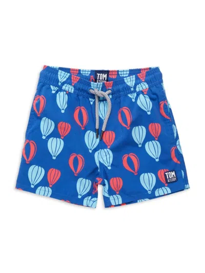 Tom & Teddy Kids' Little Boy's & Boy's Hot Air Balloon Swim Trunks In Red Blue