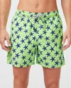 Tom & Teddy Men's Starfish-print Swim Trunks In Fresh Green/blue