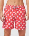 Tom & Teddy Men's Starfish-print Swim Trunks In Rose  Blue