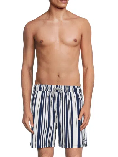 Tom & Teddy Men's Striped Swim Shorts In Navy