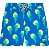 Tom & Teddy Kids' Cactus Print Performance Swim Trunks In Blue Green