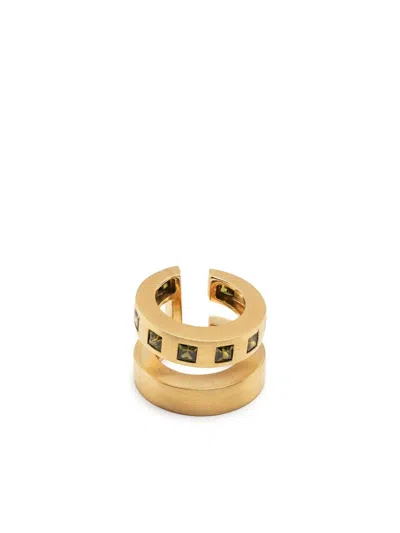 Tom Wood Arch Zirconia Double Cuff Earrings In Gold