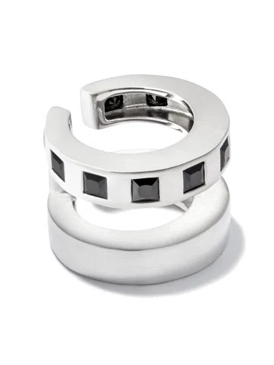 Tom Wood Arch Zirconia Double Cuff Earrings In Silver