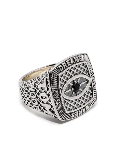 Tom Wood Championship Black Eye Signet Ring In Silver
