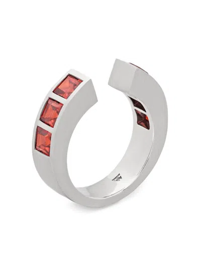 Tom Wood Continuity Garnet Ring In Silver