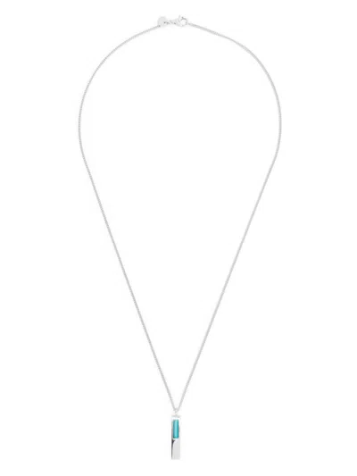 Tom Wood Cube-pendant Turquoise Necklace In Silver