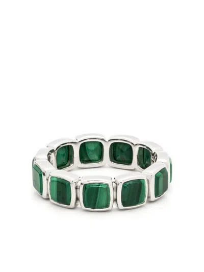 Tom Wood Cushion Band Malachite Ring In S925 Argento