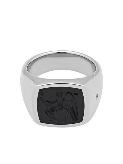 Tom Wood Cushion Eros Onyx-embellished Ring In Metallic