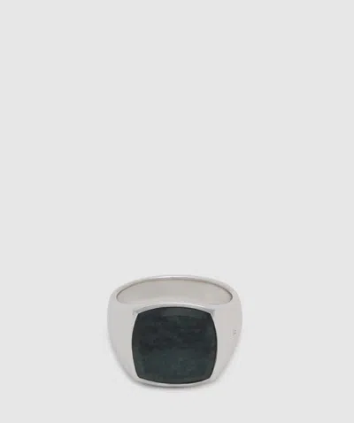 Tom Wood Cushion Green Marble Ring In Silver
