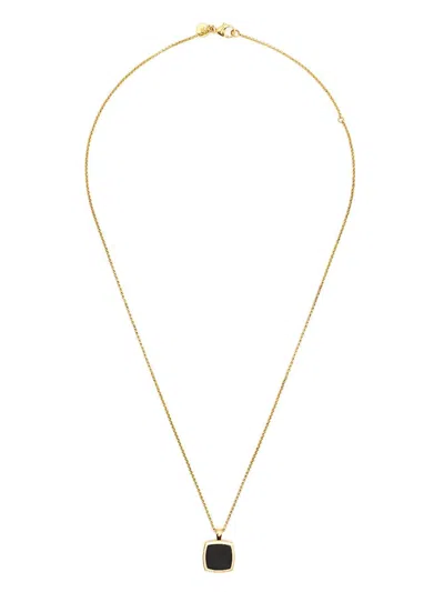 Tom Wood Cushion Pendant Onyx Necklace In Gold