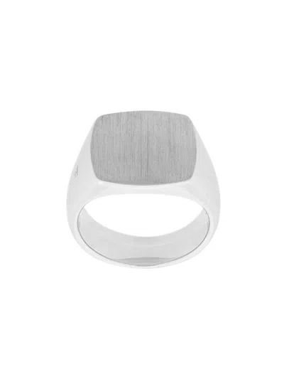 Tom Wood Cushion Satin Signet Ring In Metallic