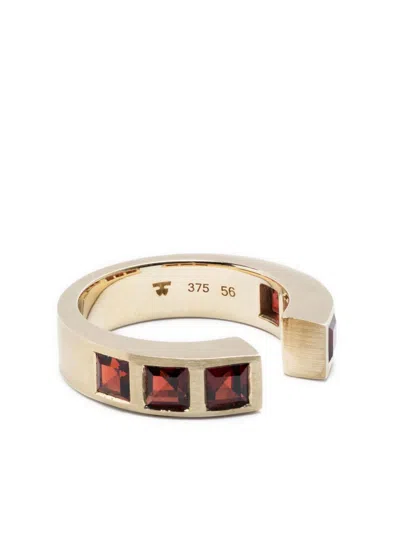 Tom Wood Gold-tone Gate Square Garnet Ring