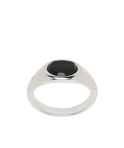 Tom Wood Joe Blue Hawk Eye Signet Ring In Silver