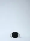 Tom Wood Sterling Silver Larvikite Signet Ring In Black