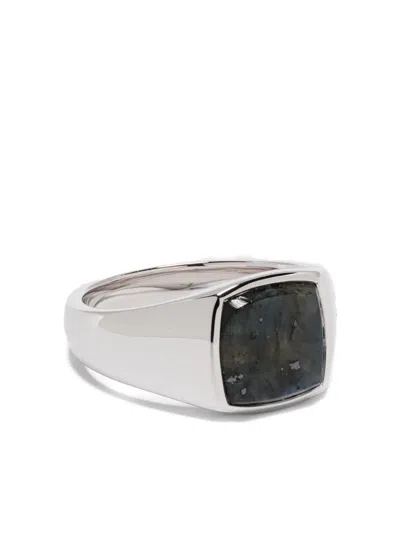 Tom Wood Larvikite Signet Ring In Metallic