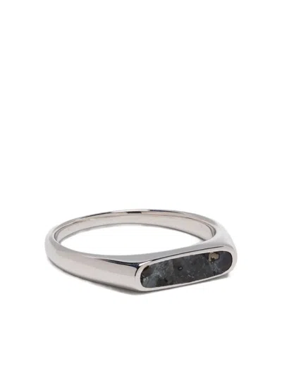Tom Wood Larvikite Sterling Silver Signet Ring In Metallic