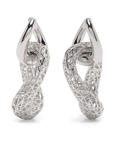 Tom Wood Maze Hoop Earrings In Silber