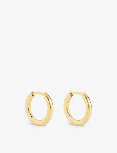 Tom Wood Mens Silver Classic Small 9ct Yellow Gold-plated Recycled Sterling-silver Hoop Earrings