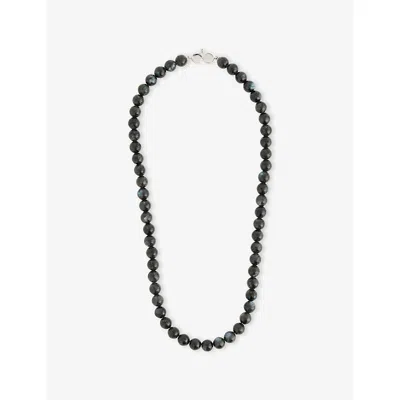 Tom Wood Mens Black Cove Rhodium-plated 925 Sterling Silver And Larvikite Gemstone Necklace