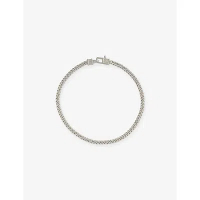 Tom Wood Mens Curb M Rhodium-plated 925 Sterling Silver Bracelet
