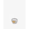 Tom Wood Mens Mined 18ct Gold And White Rhodium-plated 925 Sterling Silver And Lab-grown Diamond Ring In Silver