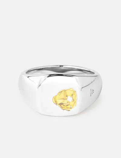Tom Wood Mined Ring Small Diamond In Metallic