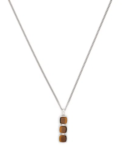 Tom Wood Mini Cushion Pendant Tiger Eye Necklace In Silber