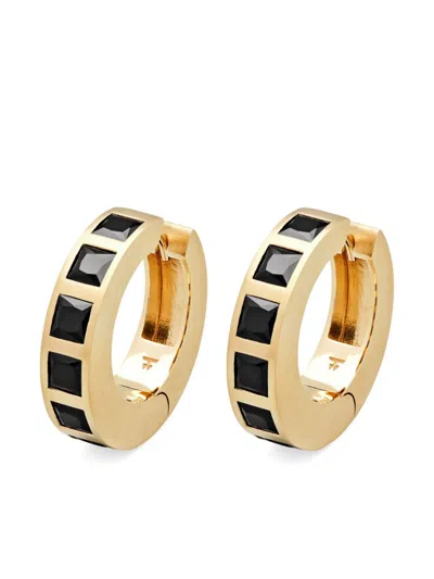 Tom Wood Onyx Hoop Earrings In Yellow