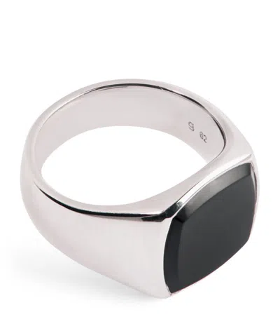 Tom Wood Polished Onyx Kay Signet Ring In Silver