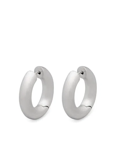 Tom Wood Satin Chunky Hoop Earrings In Silver