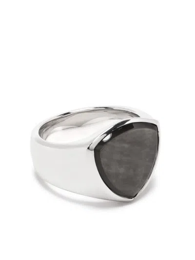 Tom Wood Shield Black Mop Signet Ring In Silver