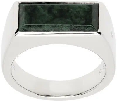 Tom Wood Silver & Green Marble Peaky Ring In 925 Silver