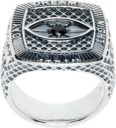 Tom Wood Silver Champion Black Eye Ring In 925 Silver