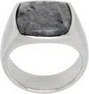 Tom Wood Silver Cushion Larvikite Ring In 925 Sterling Silver