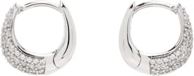 Tom Wood Silver Ice Huggies Pave Earrings In 925 Sterling Silver