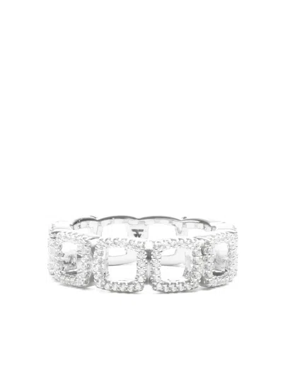 Tom Wood Square-link Zirconia Ring In Silver