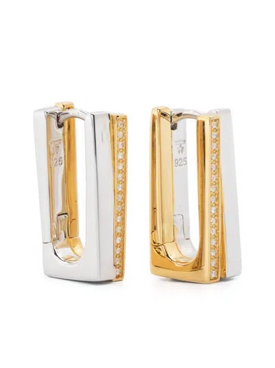 Tom Wood Step Hoops Duo Cz Earrings In Gold