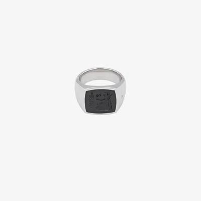 Tom Wood Sterling Silver Athena Onyx Ring In Metallic