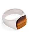 Tom Wood Sterling Silver Cushion Tiger Eye Ring In Silver