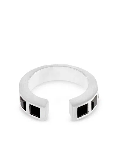 Tom Wood Sterling Silver Gate Square Black Onyx Ring