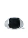 Tom Wood Sterling Silver Larvikite Signet Ring In Black