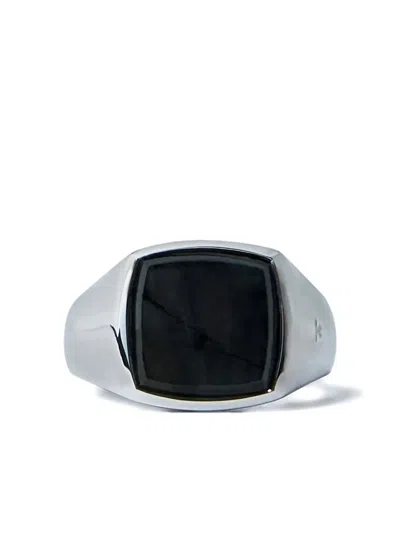 TOM WOOD STERLING SILVER LARVIKITE SIGNET RING