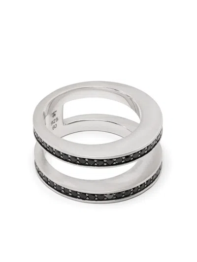 Tom Wood Vault Double Black Spinel Slip-on Ring In Silber