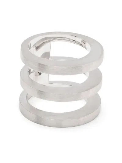 Tom Wood Vault Triple Ring In Silver