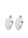 Tom Wood White Rhodium Plated Pebble Hoop Earrings In White