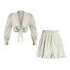 Toma Neutrals Monaco Linen Party Co-ord Set With Crop Top And Skirt In White