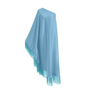 Toma Women's Baby Blue Fringe Off Shoulder Glam Maxi Dress